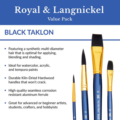 Royal & Langnickel(R) Black Taklon Value Pack Brush Set-12/Pkg - RSET9302 Royal & Langnickel(R) Black Taklon Value Pack Brush Set-12/Pkg - RSET9302