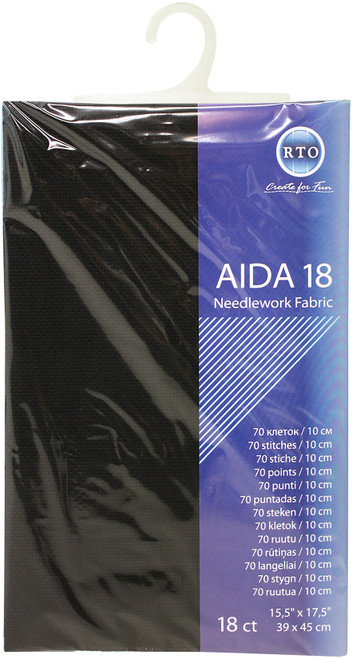 RTO Aida 18 Count 15.5"X17.5"-Black AIDA18-095 - 46036431310234603643131023