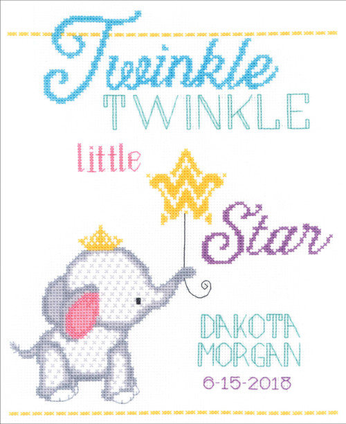 Janlynn Counted Cross Stitch Kit 9"X12"-Twinkle Twinkle Little Star (14 Count) - 182-0412