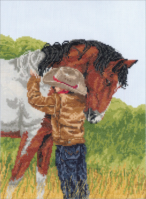Janlynn Counted Cross Stitch Kit 9"X12"-Horse Crazy (14 Count) 8-0209