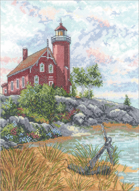 Janlynn Counted Cross Stitch Kit 9"X12"-Eagle Harbor Lighthouse (14 Count) 32-0102