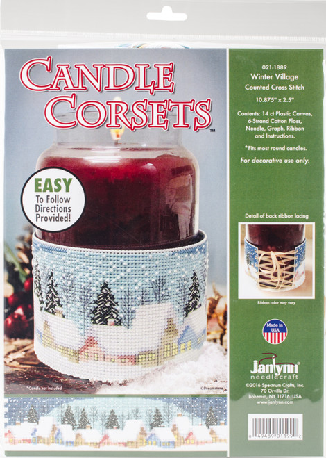 Janlynn Candle Corset Counted Cross Stitch Kit 11"X2.5"-Snowy Town (14 Count) 21-1889 - 049489011992