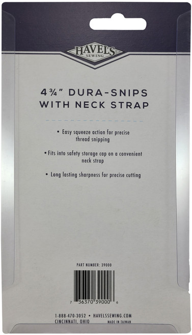 Havel's Dura Snips Squeeze-Style Thread Snips 4.75"-W/Neck Strap - 39000 Havel's Dura Snips Squeeze-Style Thread Snips 4.75"-W/Neck Strap - 39000