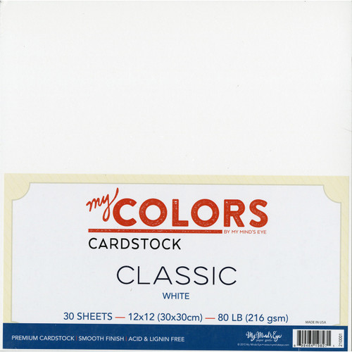 My Colors Classic Cardstock Bundle 12"X12" 30/Pkg-White MC210001 - 699464198271