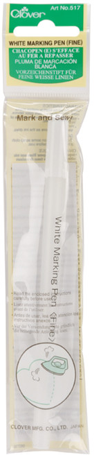 Clover Water-Soluble Marking Pen - Fine-White - 517 - 051221523038