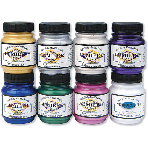 Jacquard Lumiere Metallic Acrylic Paint 2.25oz 8/Pkg- - JAC5600