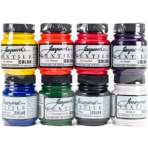 Jacquard Textile Color Fabric Paint 2.25oz 8/Pkg-Primary & Secondary Colors JAC1000 - 743772100072