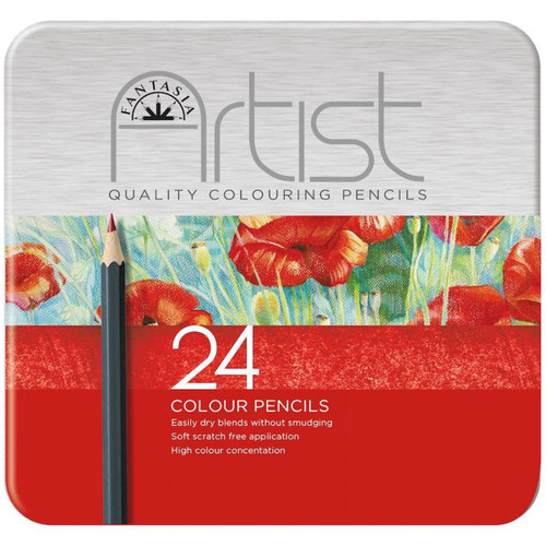 Fantasia Premium Colored Pencil Tin 24/Pkg-Assorted Colors 601220 - 76401709100257640170910025