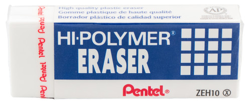 Pentel Hi-Polymer Block Erasers 1"X2.5"X.25" 3/Pkg-White - ZEH10BP3 Pentel Hi-Polymer Block Erasers 1"X2.5"X.25" 3/Pkg-White - ZEH10BP3