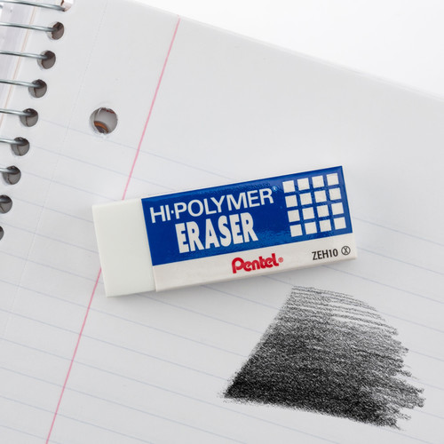 Pentel Hi-Polymer Block Erasers 1"X2.5"X.25" 3/Pkg-White - ZEH10BP3 Pentel Hi-Polymer Block Erasers 1"X2.5"X.25" 3/Pkg-White - ZEH10BP3