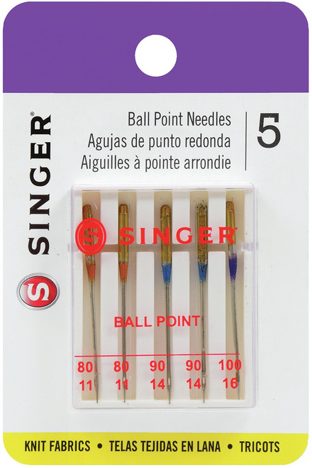Singer Universal Ball Point Machine Needles-Sizes 11/80 (2), 14/90 (2) & 16/100 (1) 4863 - 075691048631