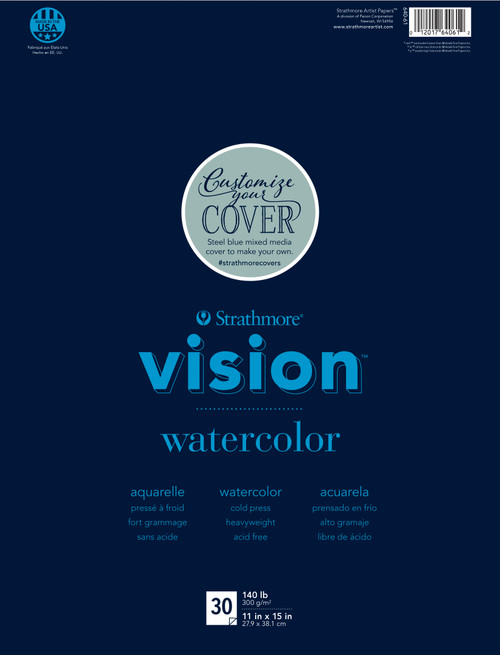 Strathmore Vision Cold Press Watercolor Pad 11"X15"-140lb, 30 Sheets - 62640610 - 012017640612