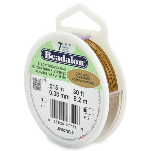 Beadalon Stringing Wire 7-Strand .015"X30'-Satin Gold - JW02-NG-0 - 035926077249