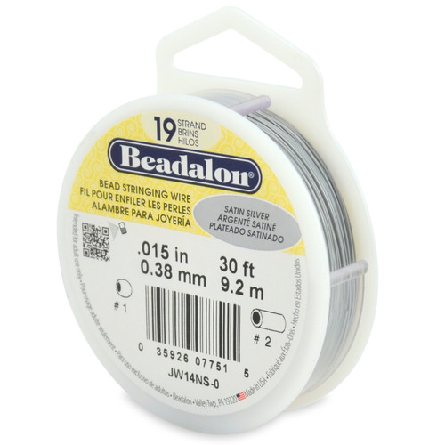 Beadalon Stringing Wire 19-Strand .015"X30'-Satin Silver - JW14-NS-0 - 035926077515