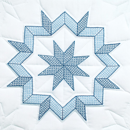 Jack Dempsey Stamped White Quilt Blocks 18"X18" 6/Pkg-Kaleidoscope Star 732 332 - 013155473322