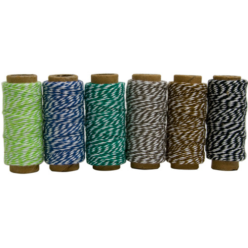 Hemptique Cotton Baker's Twine Mini Spools 2-Ply 65'-Garden Party - BTBG2-9301