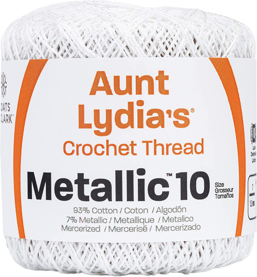 Aunt Lydia's Metallic Crochet Thread Size 10-White & Pearl - 154M-0001P - 073650815652 Aunt Lydia's Metallic Crochet Thread Size 10-White & Pearl - 154M-0001P - 073650815652