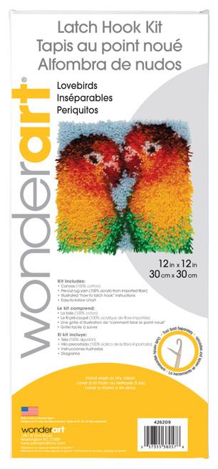 Wonderart Latch Hook Kit 12"X12"-Lovebirds - 426209C Wonderart Latch Hook Kit 12"X12"-Lovebirds - 426209C