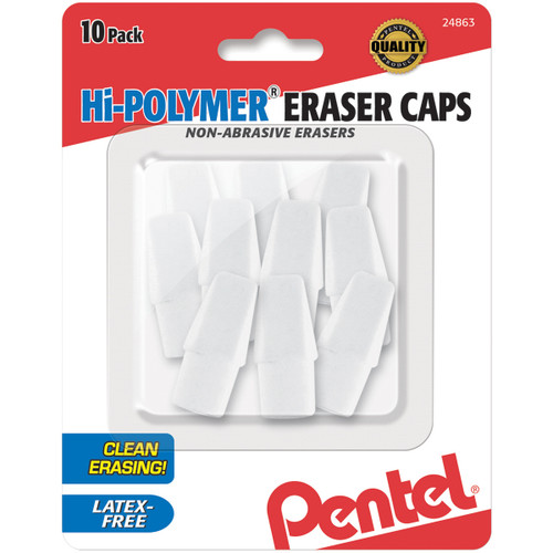 Pentel Hi-Polymer Cap Erasers 10/Pkg-White - ZEH02 - 072512248638