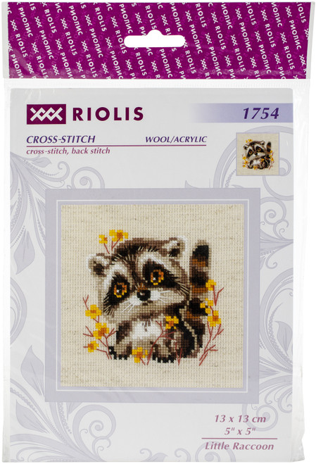 RIOLIS Counted Cross Stitch Kit 5"X5"-Little Raccoon (14 Count) -R1754 - 4630015064719