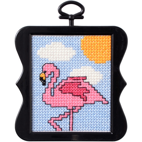 Bucilla/Beginner Minis Counted Cross Stitch Kit 3"X3"-Flamingo (14 Count) -46410