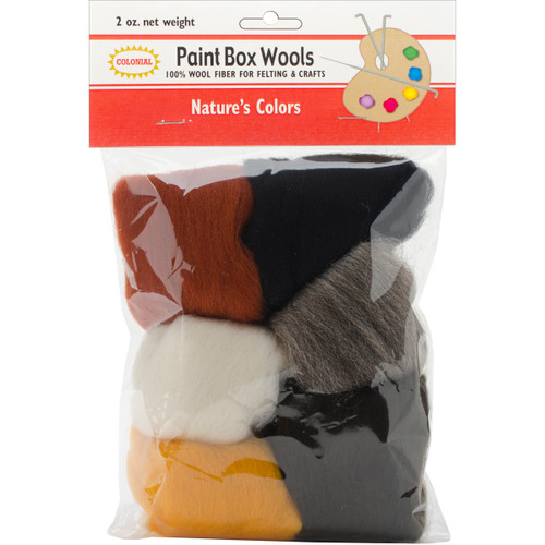 Colonial Paint Box Wools .33oz 6/Pkg-Nature-Bge/Ecru/Gry/Brn/Wht/Blk CNPBW-2 - 091955012415