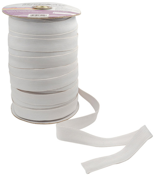 Stretchrite Flat Polyester Bradied Elastic .75"X90yd-White -SS3400