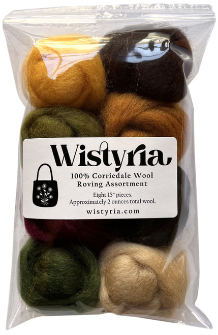 Wistyria Editions Wool Roving 12" .25oz 8/Pkg-Falling Leaves -WR-907R - 816463010889