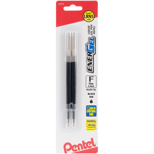 Pentel EnerGel Pen Refill Ink For .5mm Needle Tip Pen 2/Pkg-Black LRN5BP-2A - 072512243756