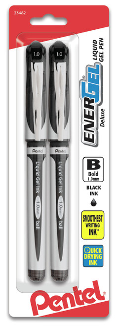 Pentel EnerGel Deluxe Liquid Gel Pens 1.0mm 2/Pkg-Black BL60BP2A - 072512234822