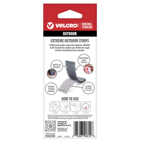 VELCRO(R) Brand Extreme Outdoor Strips 1"X4" 10/Pkg-Titanium - 90812 VELCRO(R) Brand Extreme Outdoor Strips 1"X4" 10/Pkg-Titanium - 90812