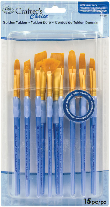 Crafter's Choice Gold Taklon Brush Value Set-15/Pkg -RCC601 - 090672364524