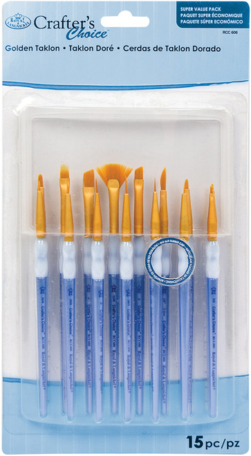 Crafter's Choice Mini Gold Taklon Brush Value Pack 15/Pkg- - RCC606 - 090672364593 Crafter's Choice Mini Gold Taklon Brush Value Pack 15/Pkg- - RCC606 - 090672364593