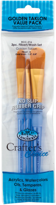 Crafter's Choice Gold Taklon Filbert/Wash Brush Set 3/Pkg-3/Pkg - RCC216 - 090672304100 Crafter's Choice Gold Taklon Filbert/Wash Brush Set 3/Pkg-3/Pkg - RCC216 - 090672304100