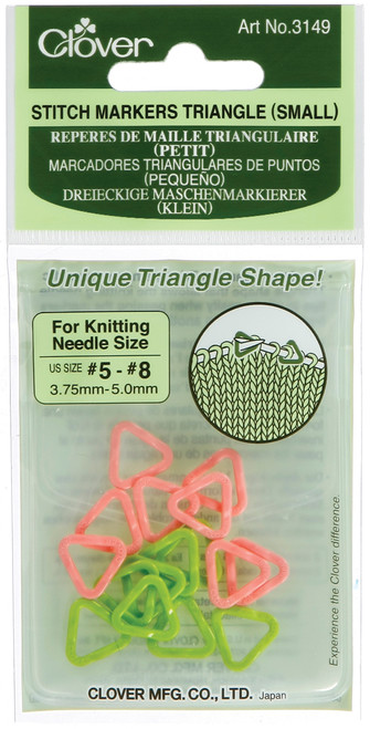Clover Triangle Stitch Markers-Sizes 5 To 8 16/Pkg - 3149 - 051221353161