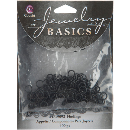 CousinDIY Jewelry Basics Metal Findings 400/Pkg-Black Jump Rings 4mm To 6mm - 34719092 - 016321060456