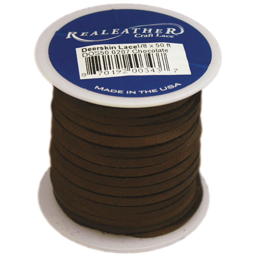 Realeather(R) Crafts Deerskin Lace 1/8"X50' Spool-Chocolate DOS50-0207 - 870192003413