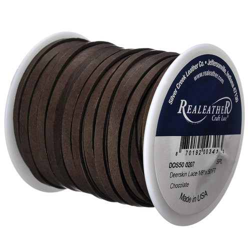 Realeather(R) Crafts Deerskin Lace 1/8"X50' Spool-Chocolate - DOS50-0207