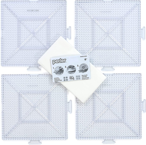 Perler Pegboards 4/Pkg-Large Square Clear - 80-22666