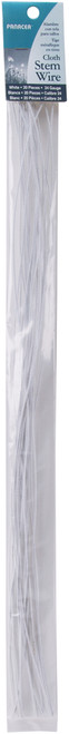 Panacea Cloth Covered Stem Wire 24 Gauge 18" 20/Pkg-White - 592418 - 093432924181