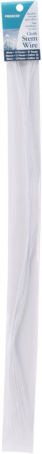 Panacea Cloth Covered Stem Wire 32 Gauge 18" 12/Pkg-White - 593218 - 093432932186