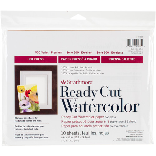 Strathmore Watercolor Paper Pack 8"X10"-10 Sheets - 140308 - 012017571350