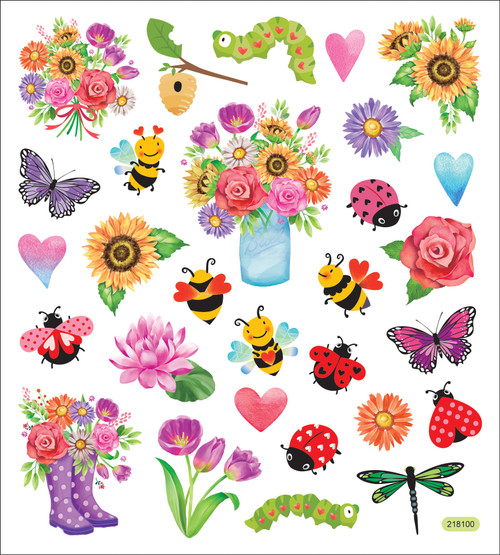 Sticker King Stickers-Spring Flowers & Bugs - SK129MC-4559 Sticker King Stickers-Spring Flowers & Bugs - SK129MC-4559