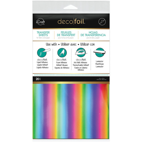 iCraft Deco Foil Transfer Sheets 6"X12" 20/Pkg-Rainbow - DF5304 - 000943253044