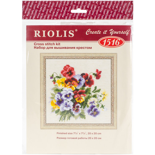 RIOLIS Counted Cross Stitch Kit 7.75"X7.75"-Pansy Medley (14 Count) R1516 - 4630015061121