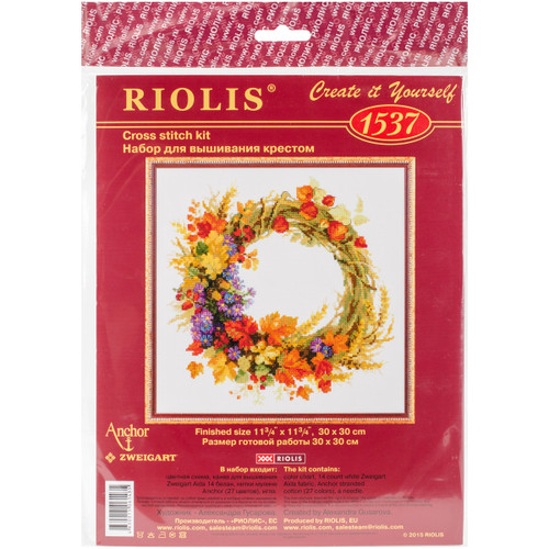 RIOLIS Counted Cross Stitch Kit 11.75"X11.75"-Wreath With Wheat (14 Count) R1537 - 46300150614354630015061435