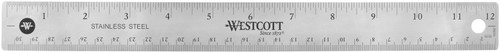 Westcott Stainless Steel Ruler W/Non-Slip Cork Back 12"-Silver - 10415 - 073577104150