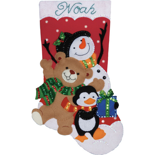 Design Works Felt Stocking Applique Kit 18" Long-Holiday Friends - DW5232 Design Works Felt Stocking Applique Kit 18" Long-Holiday Friends - DW5232