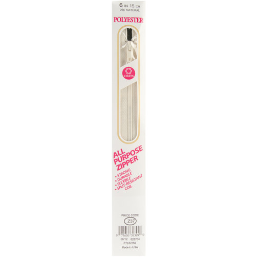 3 Pack - Coats All-Purpose Plastic Zipper 6"-Natural - F72 6-256 - 073650393990