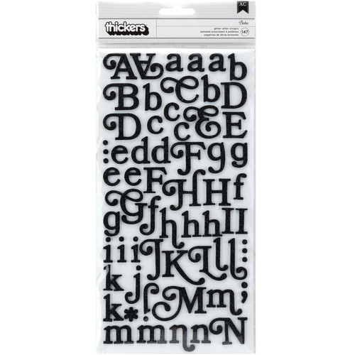 Soho Garden Thickers Alphabet Stickers 5.5"X11" 147/Pkg-Glitter Foam Boho/Black - 53423 - 718813534239